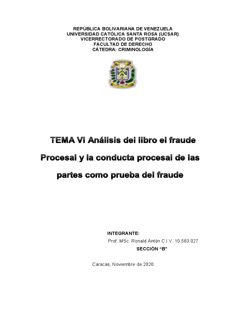 Analisis Del Fraude Procesal | PDF | Ley procesal | Procedimiento Civil
