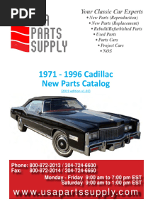 1971 - 1996 Cadillac New Parts Catalog: Your Classic Car Experts