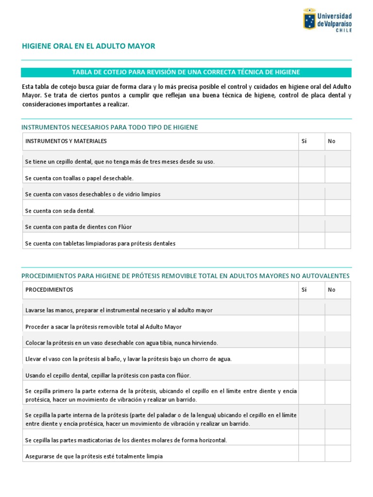 Cuidado de Higiene Oral en Adultos Mayores | PDF | Higiene oral ...