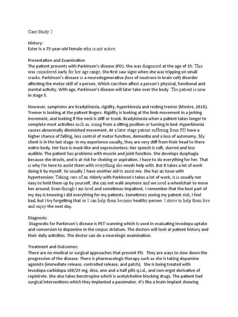 Case Study 2 | PDF | Parkinson's Disease | Human Diseases And Disorders