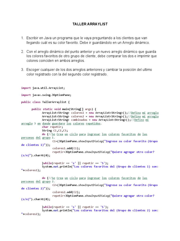 Taller Arraylist-Programación | PDF | Paradigmas de programación | Software