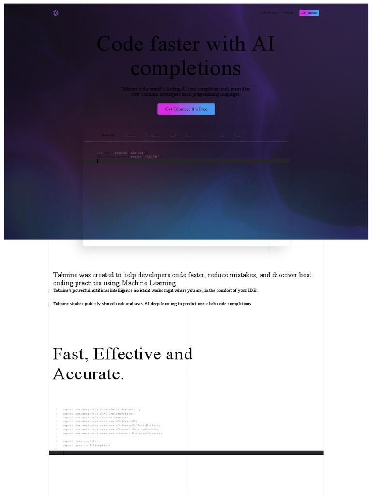 AI Code Completion Tool Tabnine | PDF | Software Development | Computer ...