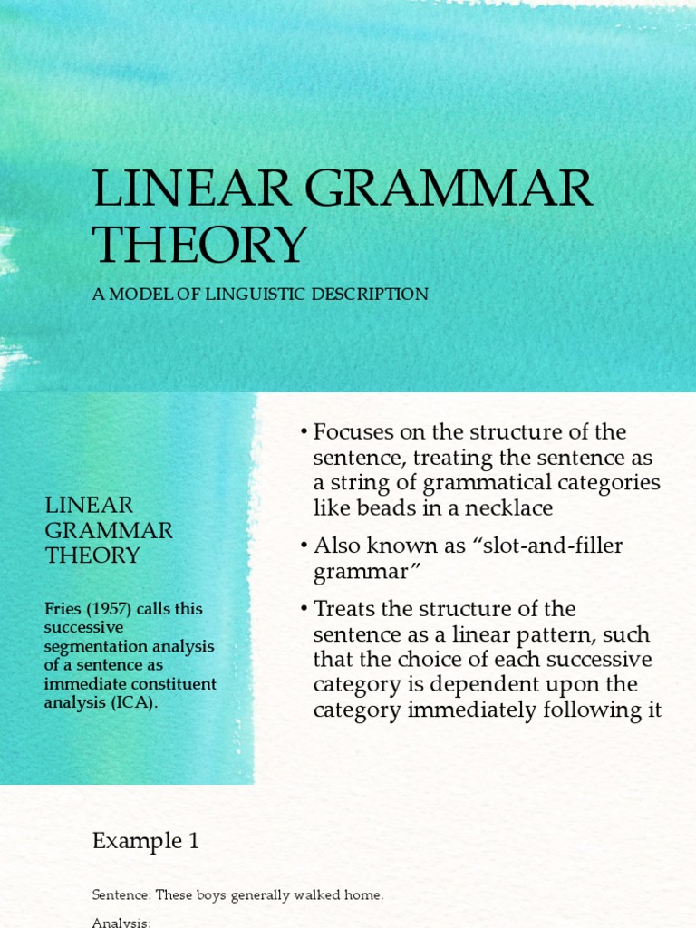 Linear Grammar Theory Slideshow PDF