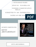 Name: Muhammad Haris. Registration No: Fa18-Bba-018. Subject: Business Communication Skills. Submitted To: Ms. Tasneem Fiza. DATED:14 SEP, 2019