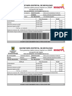 Secretaría Distrital de Movilidad: para Garantizar Óptima Lectura Imprimir en LÁSER Volante de Pago