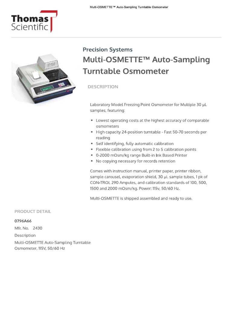Precision Systems Osmometers | PDF