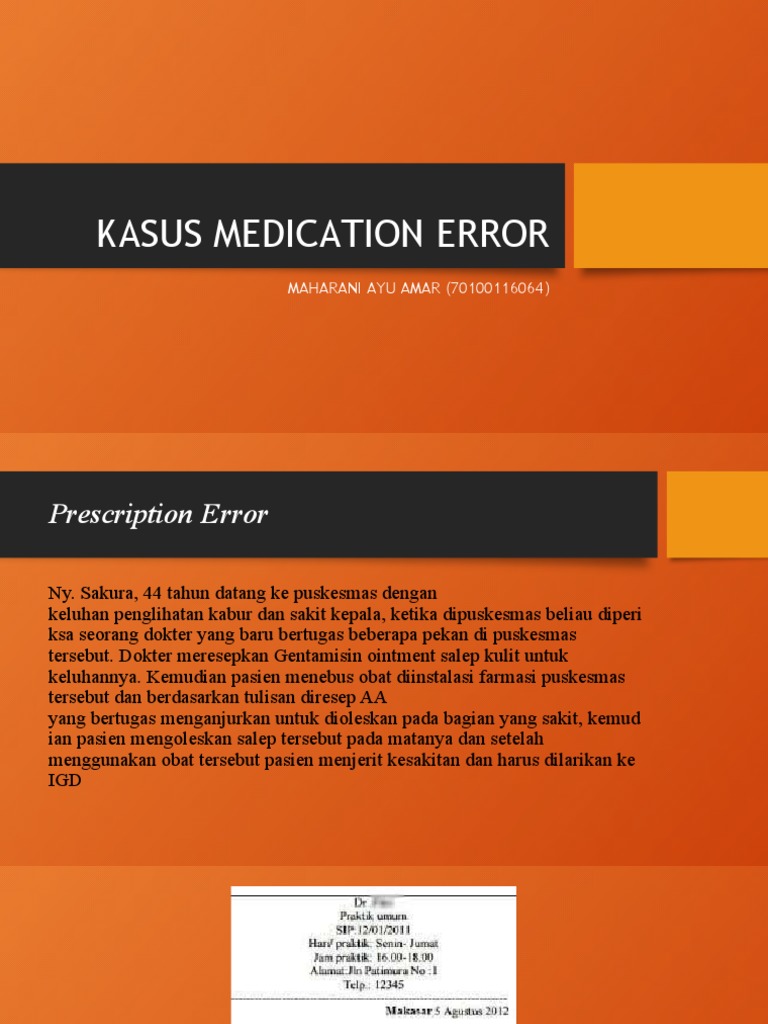 Kasus medication error pdf kesehatan holistik