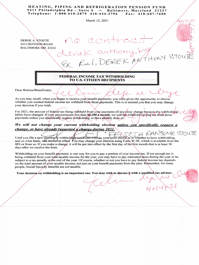 Heating Piping and Refrigeration Pension FundFederal Tax