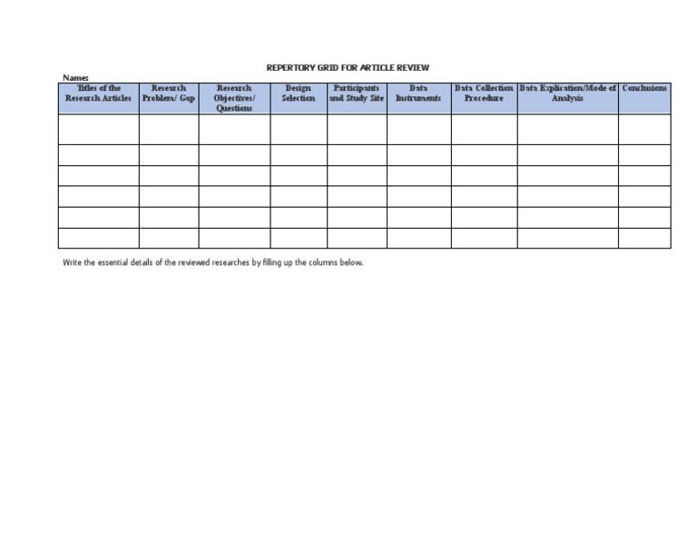 Repertory Grid For Article Review | PDF