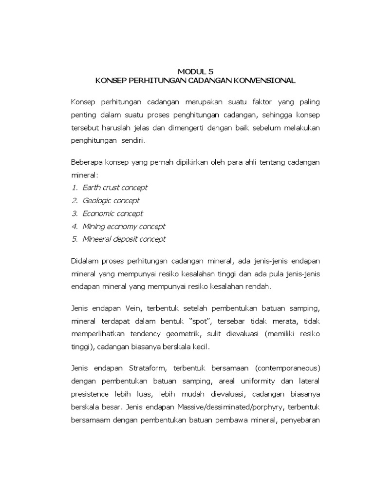 Metode Estimasi Sumberdaya Dan Cadangan | PDF