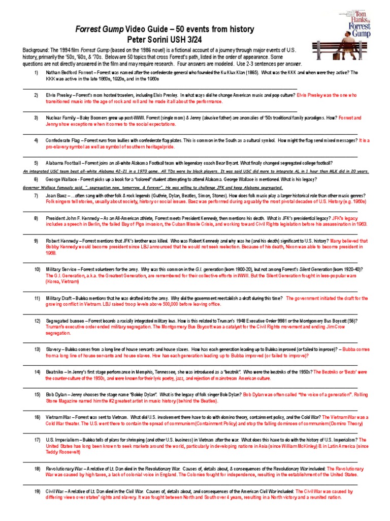 50 Forrest Gump Video Guide | PDF | Richard Nixon | John F. Kennedy
