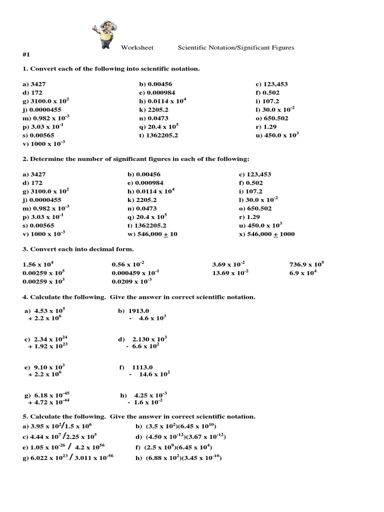 Sig. Figs. Sci. Notation Worksheet Answer Key | PDF | Significant Figures |  Numbers