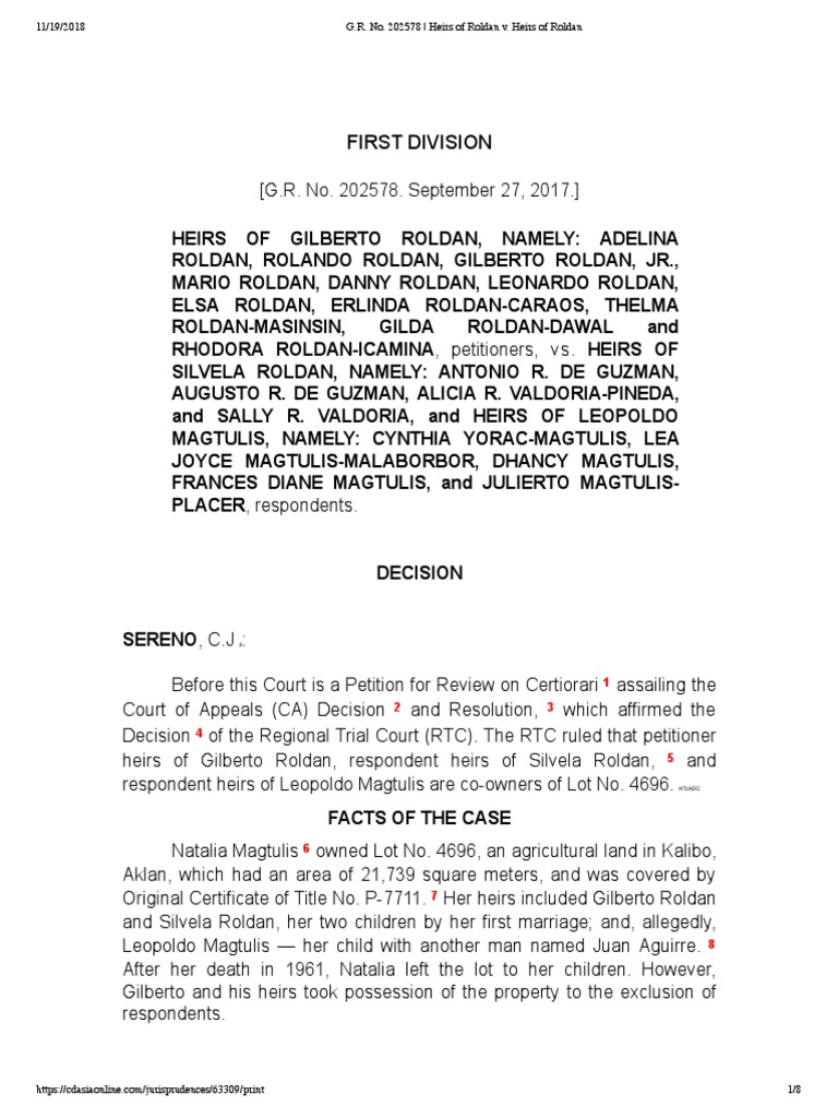 G.R. No. 202578 Heirs of Roldan v. Heirs of Roldan PDF Laches