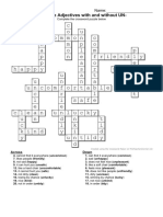 Adjectives With UN - Crossword 1 KEY