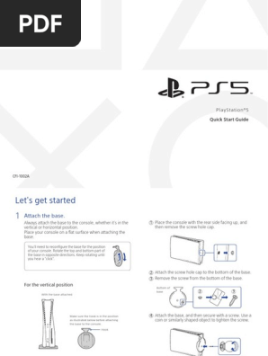 Playstation®5 Quick Start Guide: Cfi-1002A | PDF | Play Station
