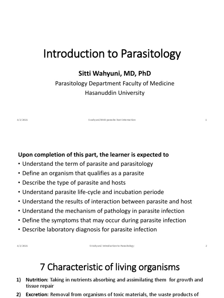 2021 1 Introduction To Parasitologi - April 2021 | PDF | Parasitism ...