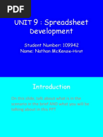 Unit 9 Spreadsheet Development Assignment 1 Nathan Mckenzie-Hirst