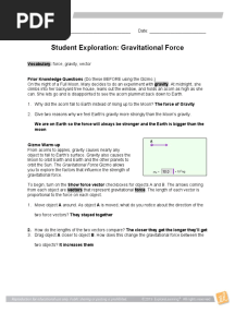 Week 15 - Gravitational Force Gizmo