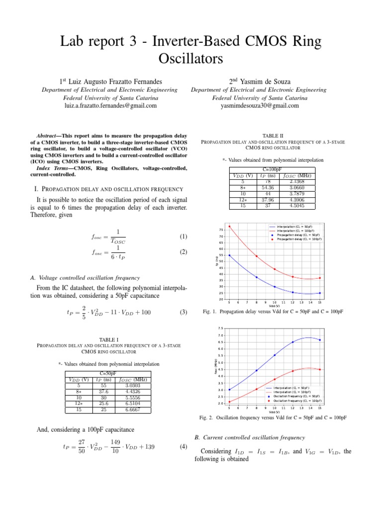 Lab Report 3 InverterBased CMOS Ring Oscillators 1 Luiz Augusto