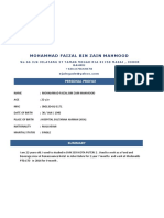 Mohammad Faizal Bin Zain Mahmood: Personal Profile