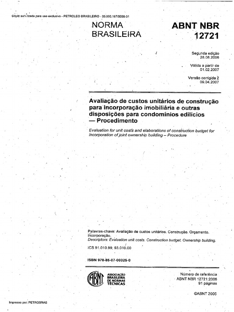 NBR 12721 - 2007 | PDF
