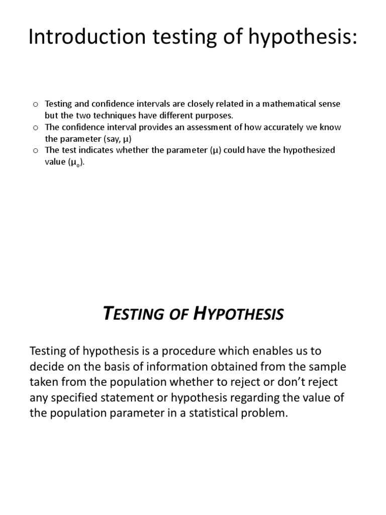 Testing of Hypothesis PDF Hypothesis Statistical Hypothesis Testing