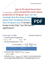 A Random Sample of 30 Wheat Forms From Faisalabad District Showed The Mean Wheat Production of 50 KG Per Acre