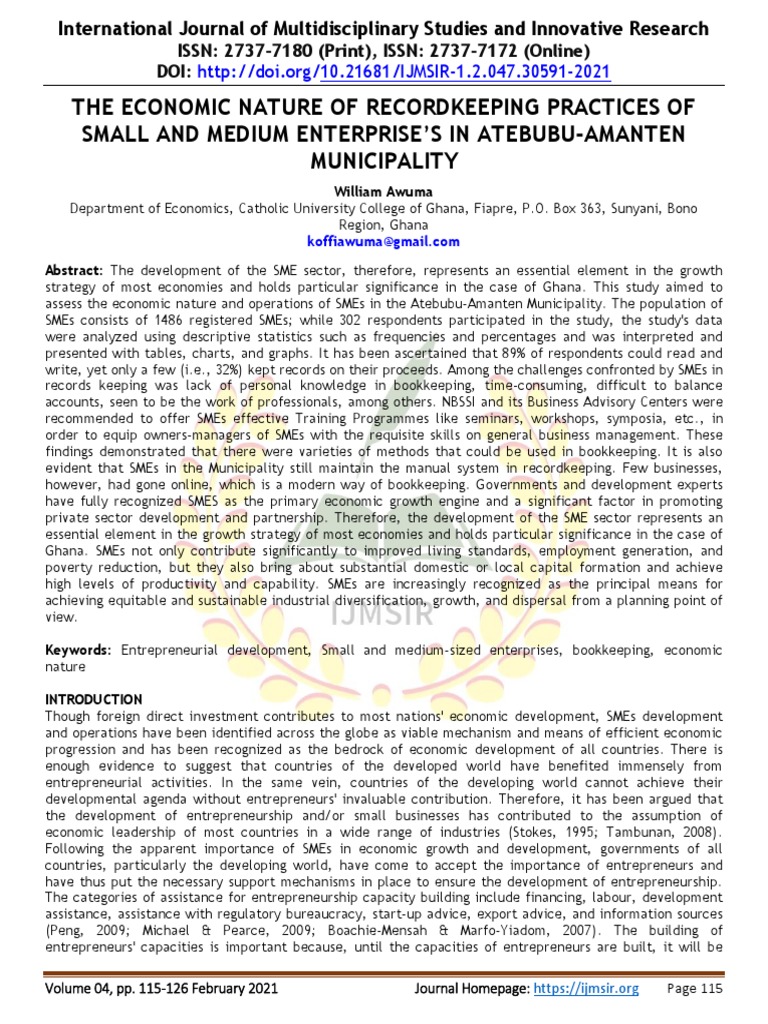 Understanding The Nature of Operations and Record Keeping Practices of