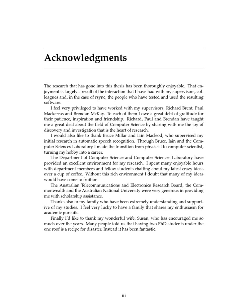 Acknowledgments in PhD Thesis | PDF