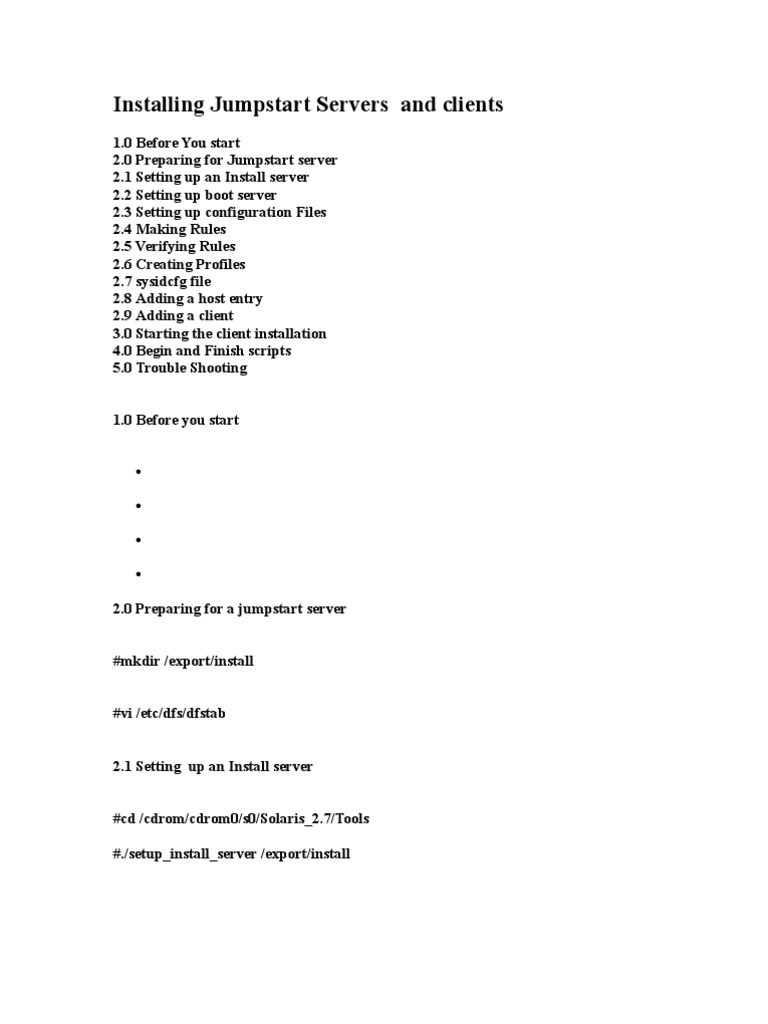 Jumpstart Server Installation Guide | PDF | Server (Computing) | Booting