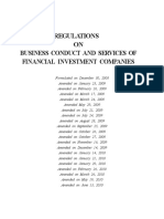 Regulations On Business Conduct and Services of Financial Investment Companies