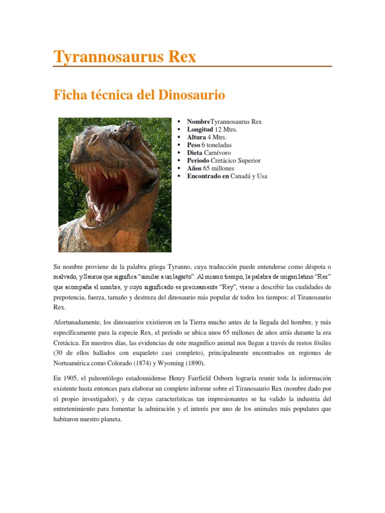 Tyrannosaurus Rex | PDF | tiranosaurio | Dinosaurios