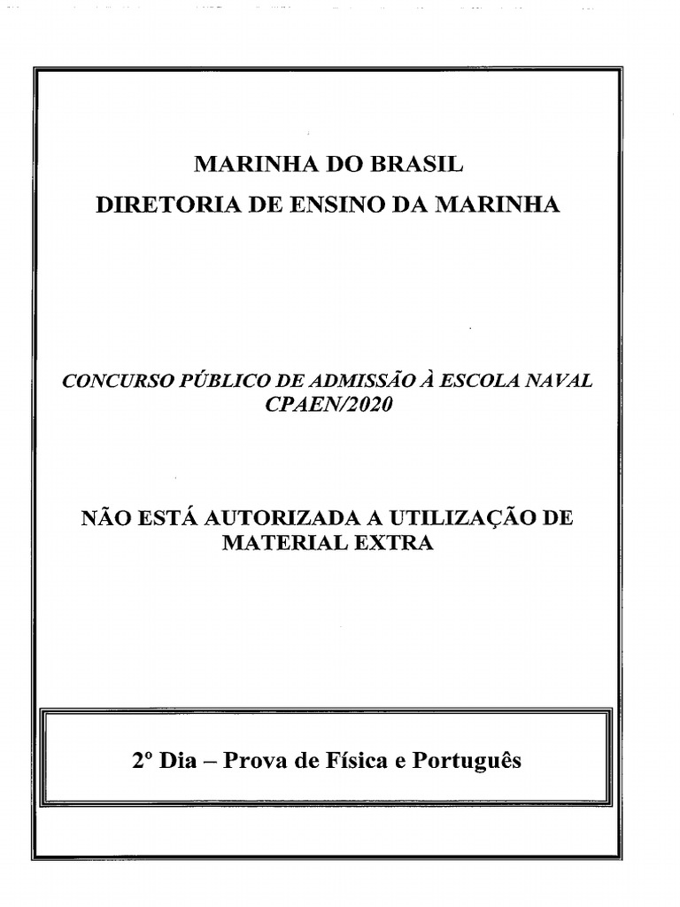 Marinha 2020 Escola Naval Aspirante 2 Dia Prova | PDF