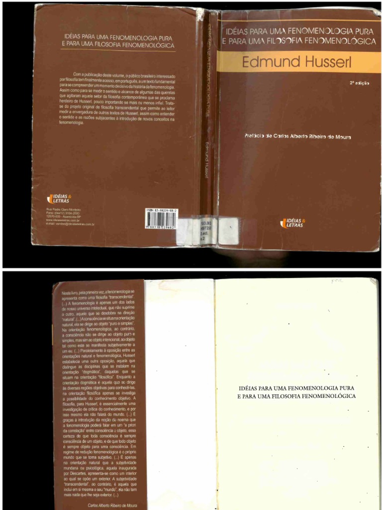 HUSSERL, E. Idéias para Uma Fenomenologia Pura e para Uma Filosofia ...