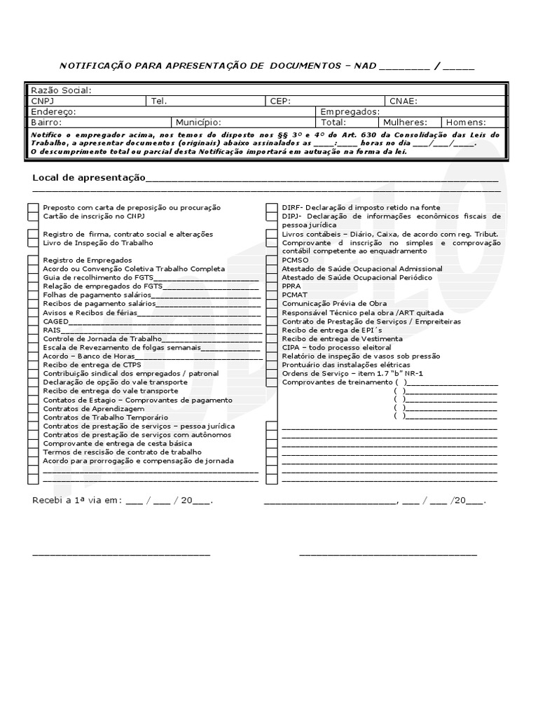 Notificação para Entrega de Documentos Contábeis | PDF | Contabilidade ...