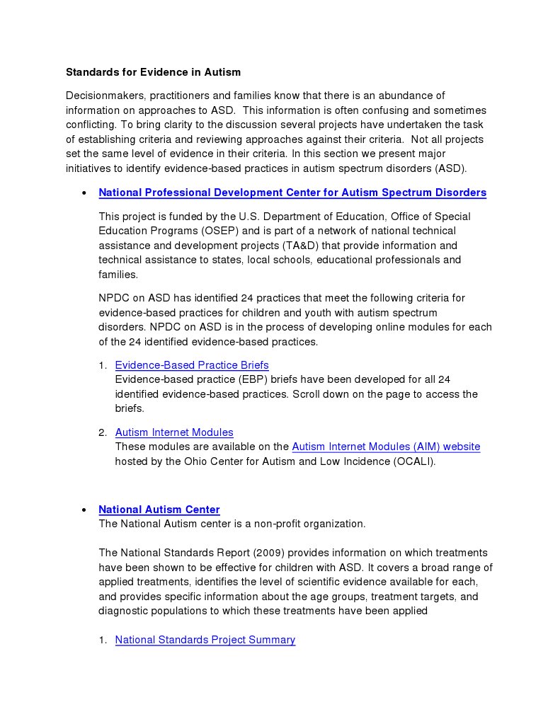 Asd - Standards For Evidence in Autism | PDF