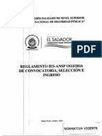 Reglamento Ies-Ansp 003-2016 de Convocatoria Seleccion e Ingreso