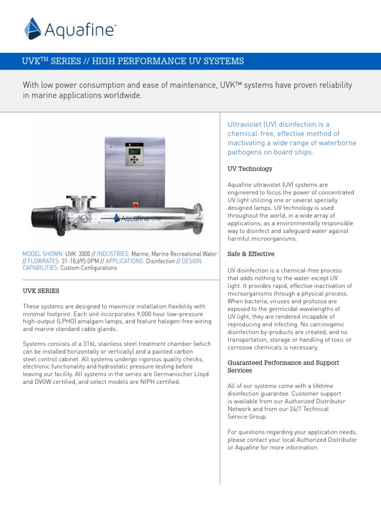 UVK Series // High Performance Uv Systems | PDF | Ultraviolet | Chemistry