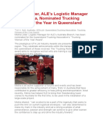 Melira Lister, ALE's Logistic Manager in Australia, Nominated Trucking Woman of The Year in Queensland