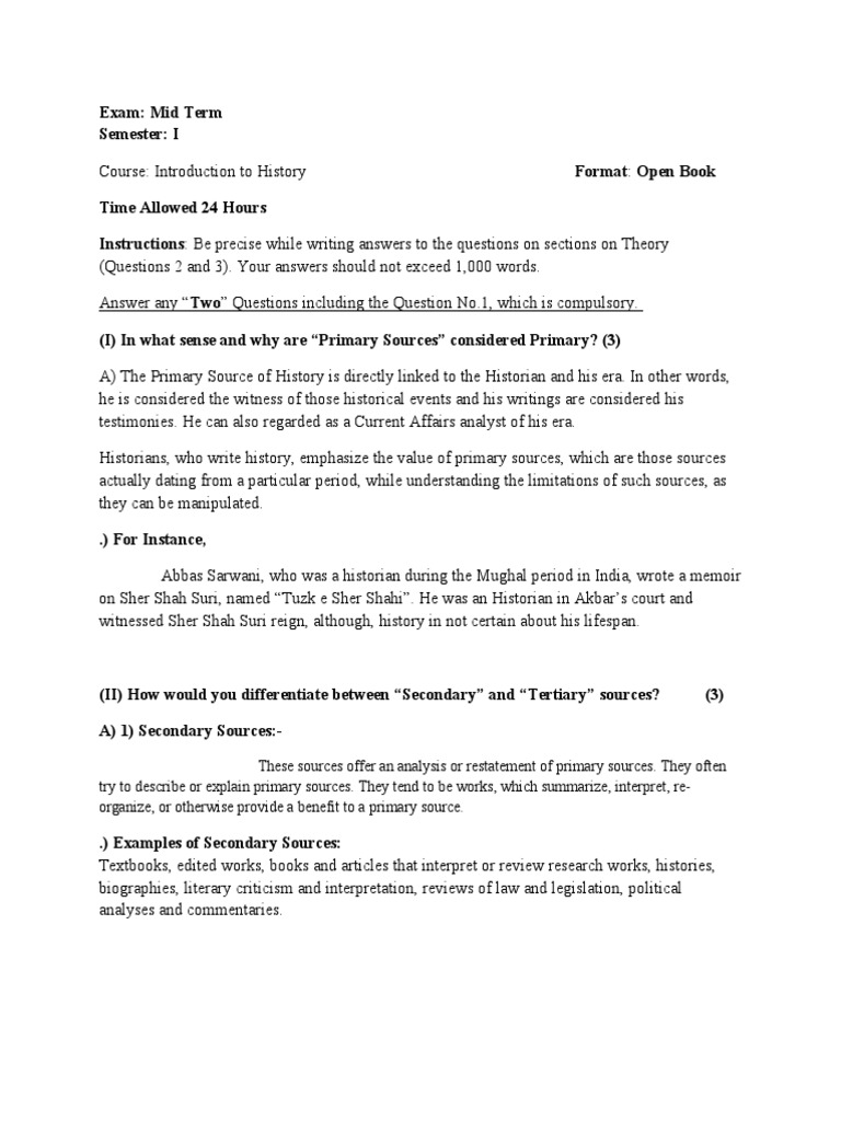 Exam Introduction To History | PDF | Historian | Primary Sources