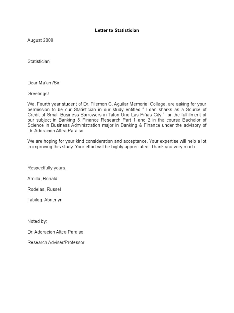 Request for Statistician in Research Study | PDF