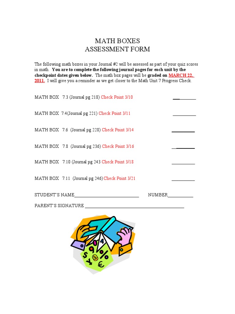 Math Boxes Assessment Form Guide | PDF | Teaching Methods & Materials ...