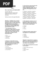 Metabolism Pretest Day One