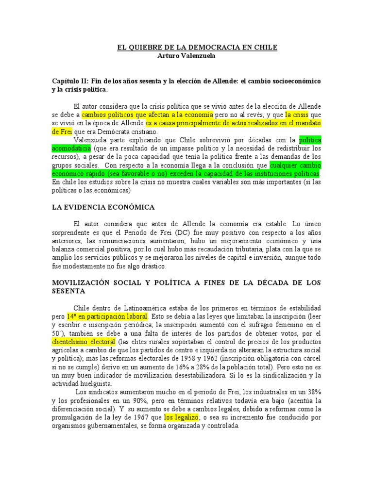 Arturo Valenzuela - El Quiebre de La Democracia en Chile | PDF ...