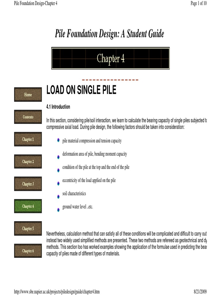 Pile Foundation Design Chapter 4a | PDF | Deep Foundation | Soil Mechanics