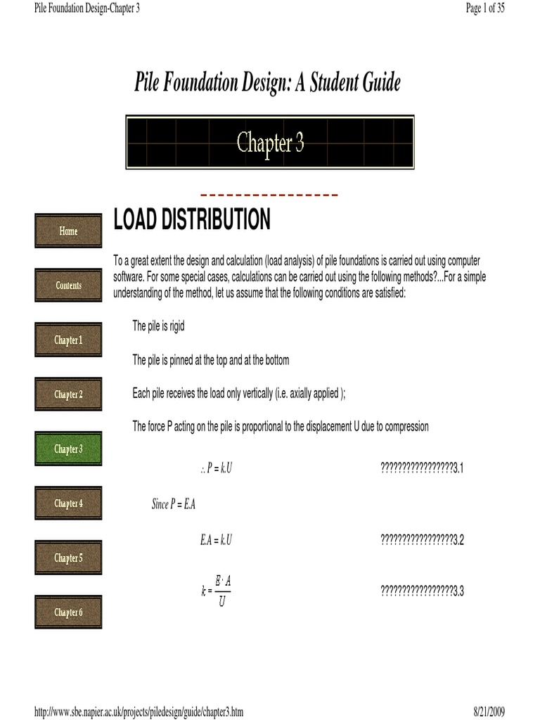 Pile Foundation Design Chapter 3a | PDF | Area | Force