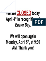 Closed Today Holiday