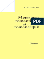 Girard René Essais Français Mensonge Romantique Et Vérité Romanesque