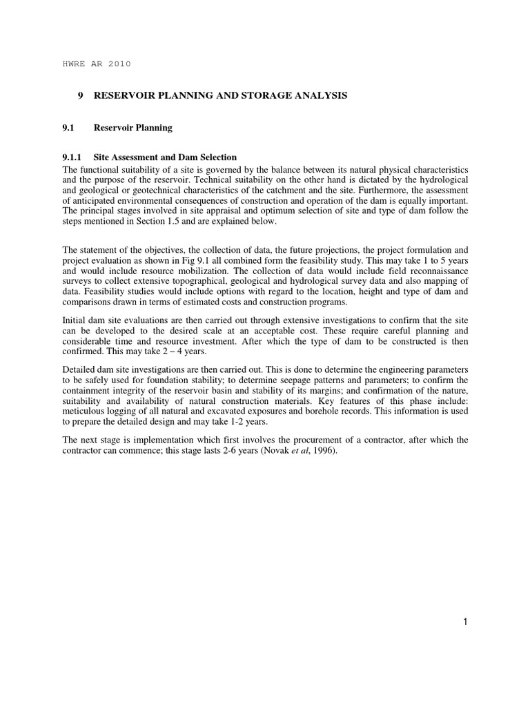 Reservoir Planning and Site Selection | PDF | Dam | Reservoir