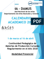 Calendario Academico 2021 Departamento Artes Musicales VIDEO IMAGENES